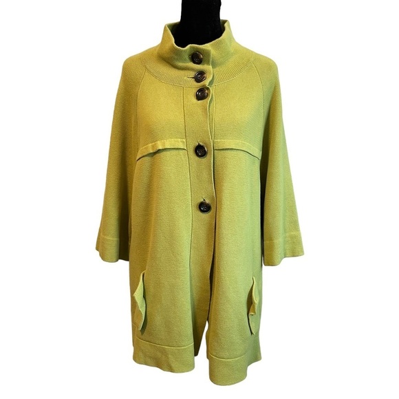 Green Button Cardigan 3/4 Flare Sleeve Cardigan - Picture 1 of 5